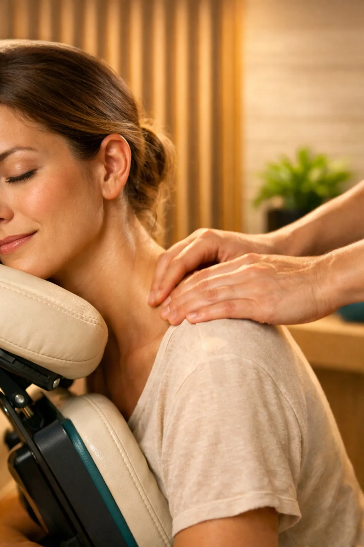 Professional chair massage targeting neck and shoulder tension at Paradise Massage in Matawan.