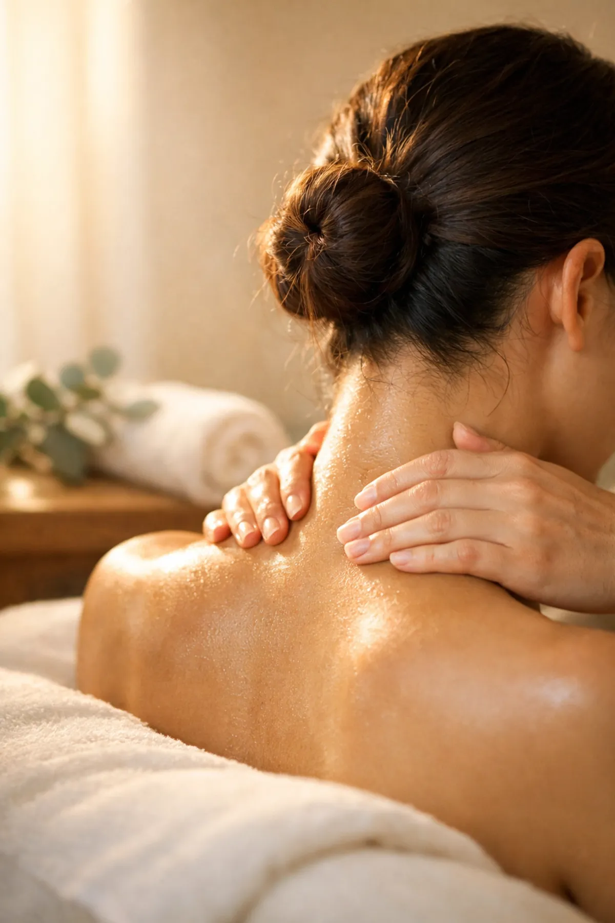 Therapeutic neck massage relieving tech neck strain at a Matawan NJ massage spa.
