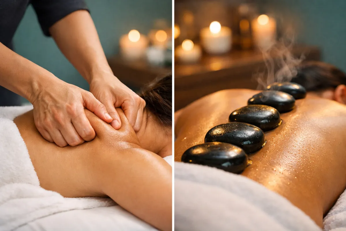 Deep tissue massage vs hot stone therapy for chronic pain relief at Paradise Massage in Matawan, NJ.