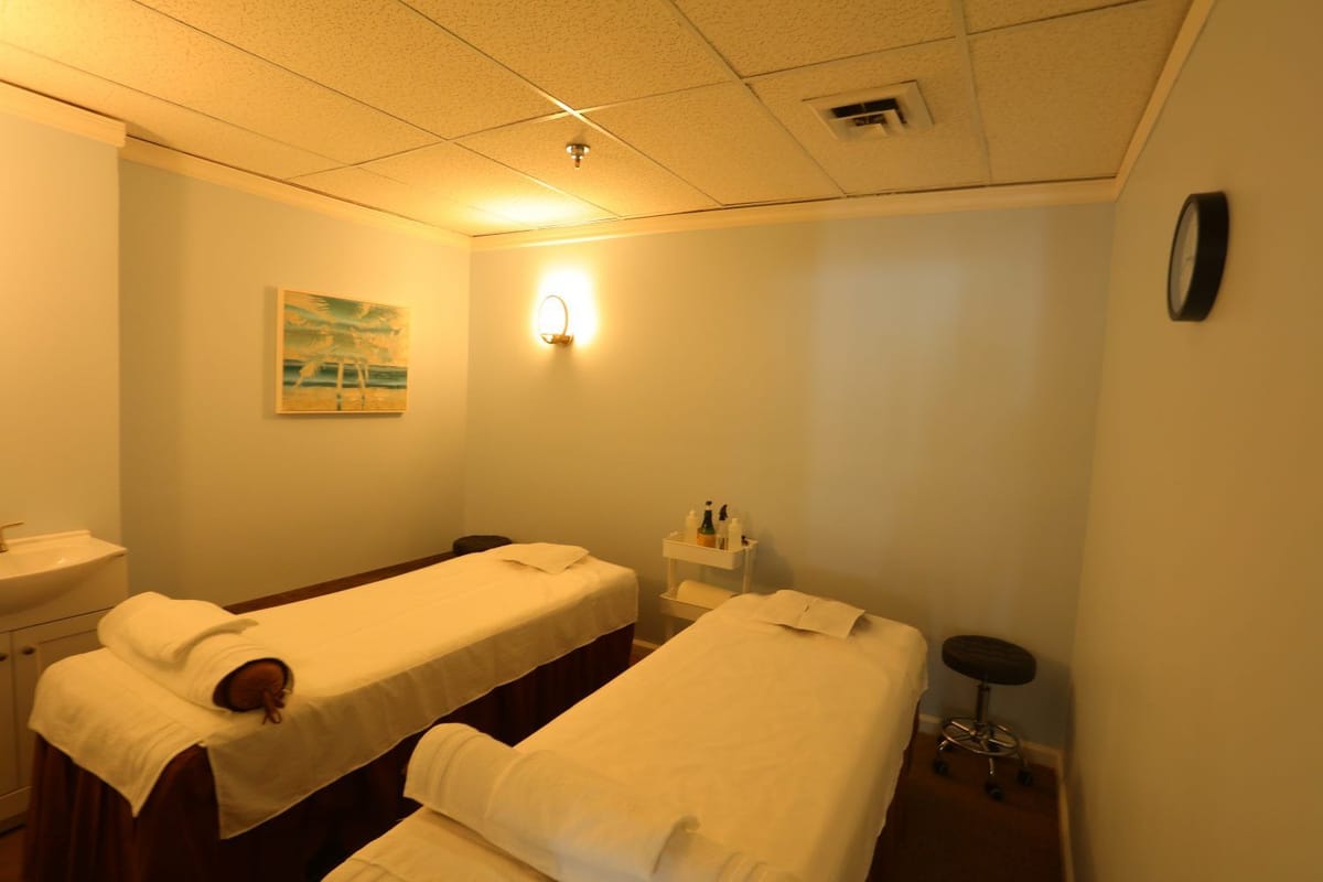 The couples treatment room with two tables at Paradise Massage in Matawan, NJ.