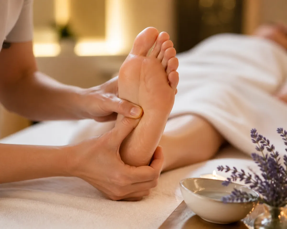 A relaxing foot massage in Matawan focused on reflexology points for deep relaxation and improved sleep.