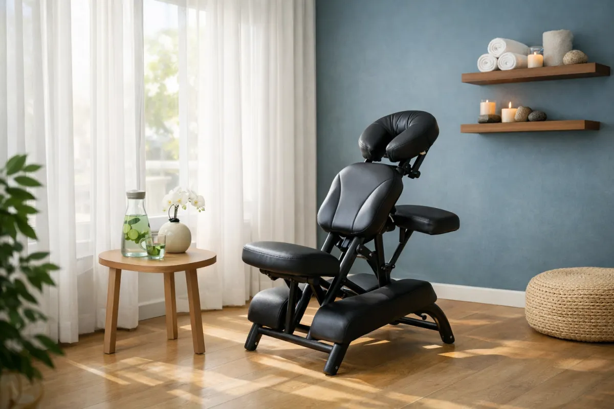 Serene chair massage nook at Paradise Massage, providing a relaxing wellness escape in Matawan, NJ.