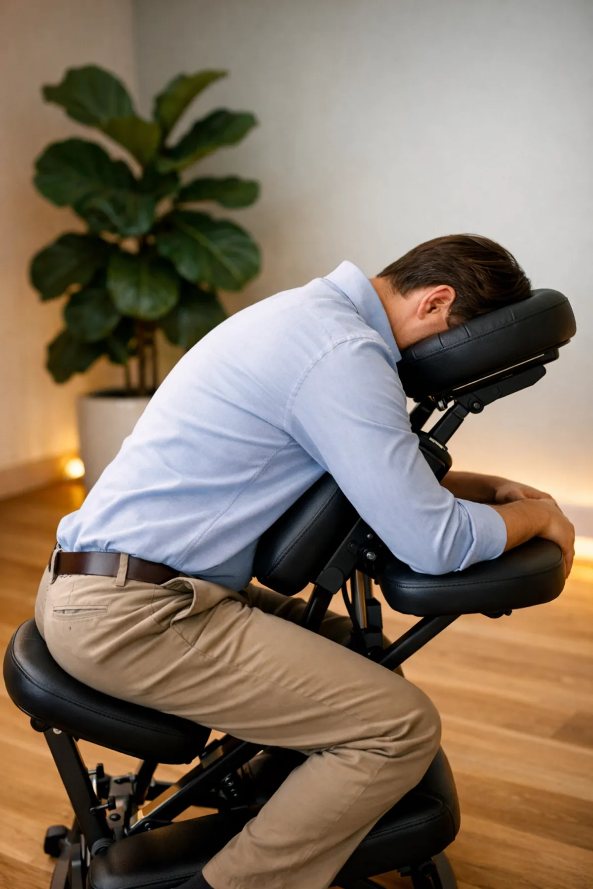 Professional chair massage near me in Matawan for posture correction and spinal alignment in a serene spa.
