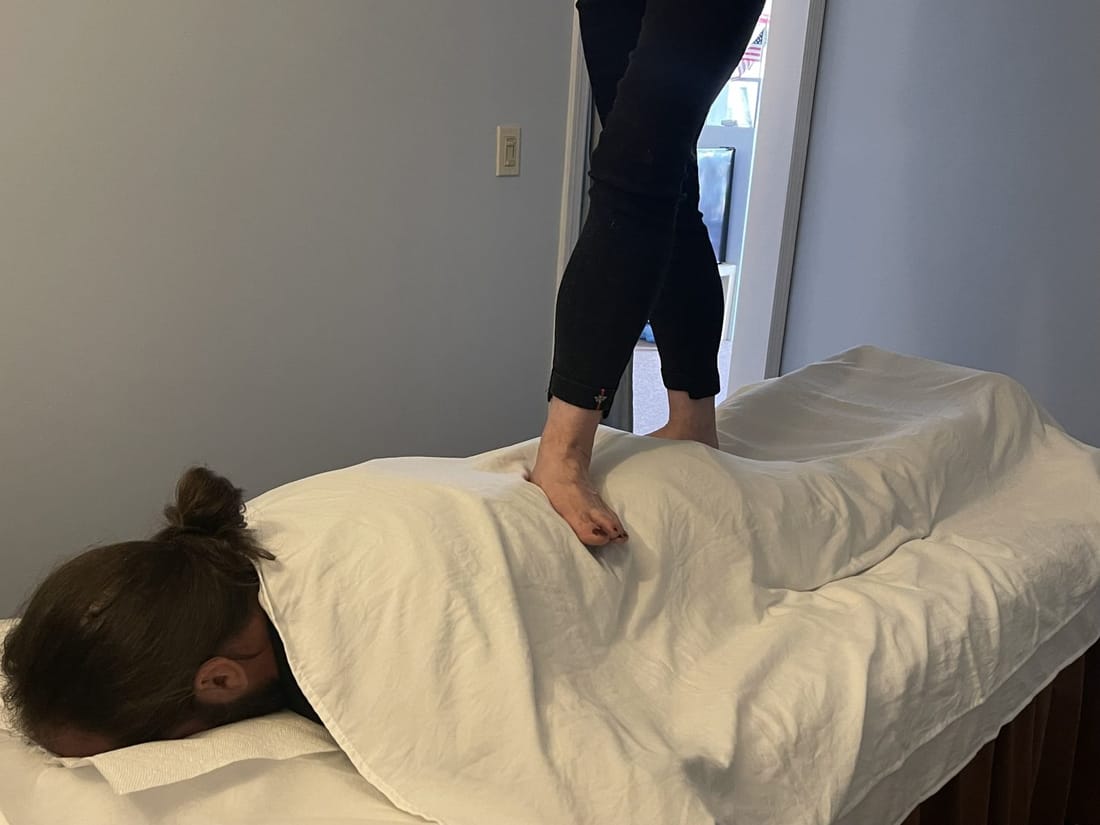 An ashiatsu barefoot massage at Paradise Massage in Matawan, NJ